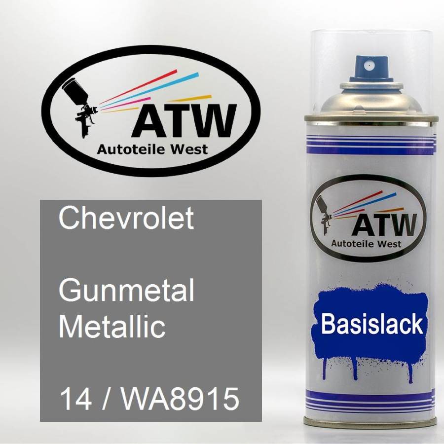 Chevrolet, Gunmetal Metallic, 14 / WA8915: 400ml Sprühdose, von ATW Autoteile West.